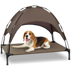 Heeyoo lit chien surélevé avec canopée: refroidissement en extérieur.