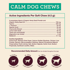 Gomme Hemp Well Calm Dog posée sur la table, texture douce qui calme l’anxiété.