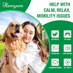 Hemyum huile chanvre relaxation chiens et chats - aide au calme.