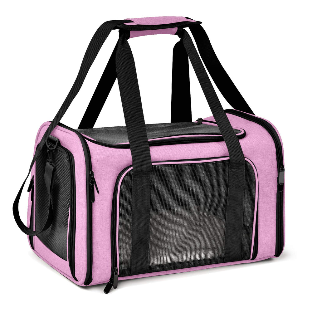 Henkelion Porte-chat Rose, vue avant, transport confortable et sécurisé en voyage.