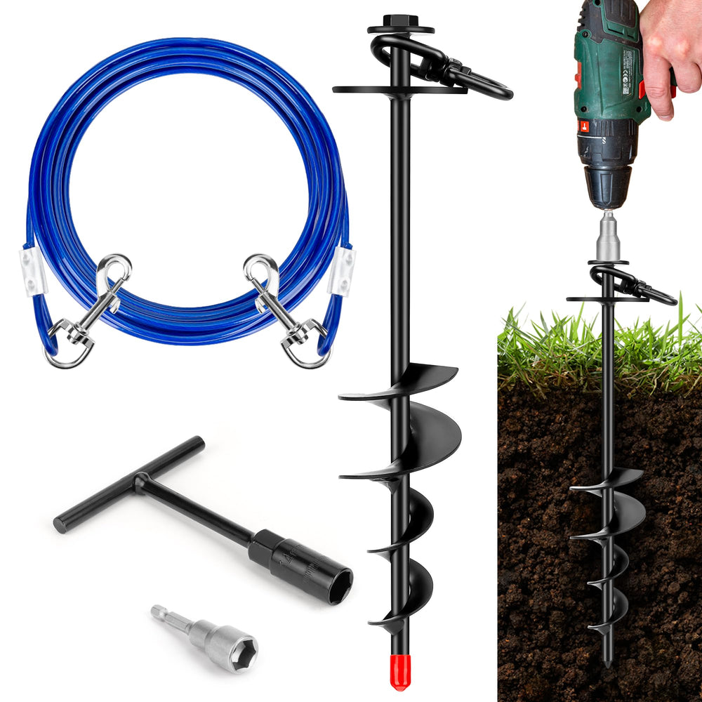 HEPFLANZE piquet d’attache 360°, installation rapide pour jardin et plage