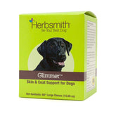 Glimmer Herbsmith: bouteille et gommes, soutien quotidien pour peau saine et pelage brillant