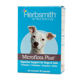 Herbsmith Microflora Plus – bouteille de capsules, soutien digestif quotidien pour chiens.