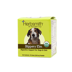Herbsmith Slippery Elm flacon 75 g soutenant la digestion des animaux sensibles.