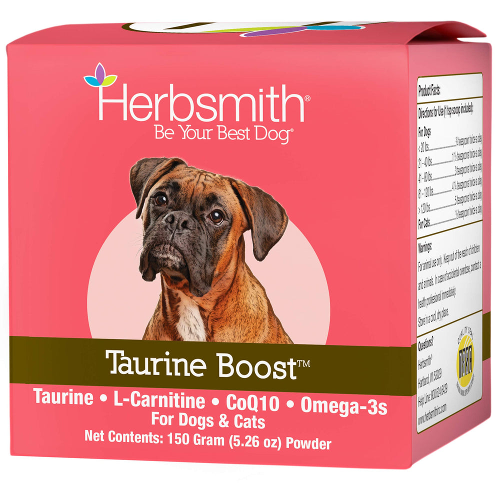 Herbsmith Taurine Boost — bouteille 150 g prête à l’emploi pour chiens et chats.