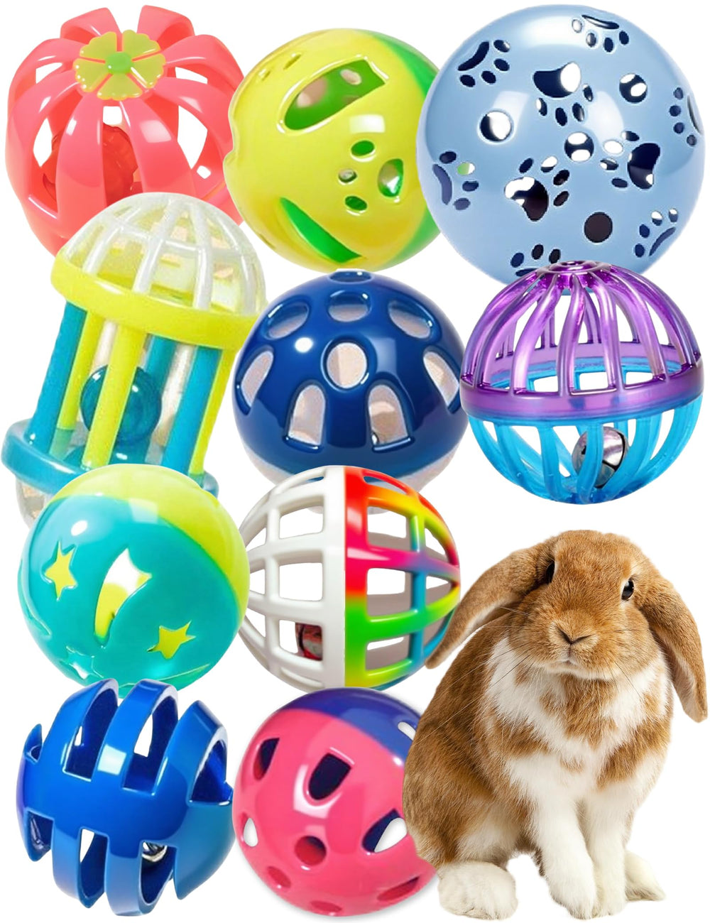 HEUHAI ensemble de 10 jouets interieur pour lapin, stimule l'exercice quotidien