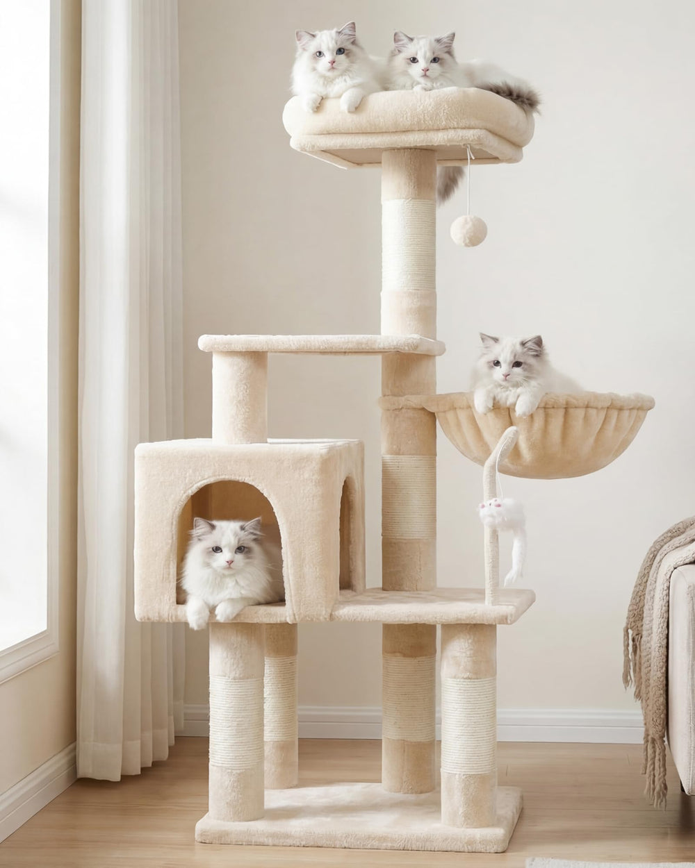 Heybly Arbre à chat base et étages stable pour chats actifs