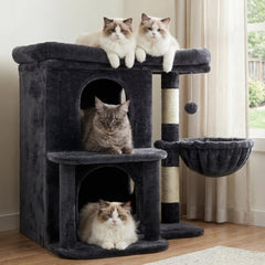 Heybly HCT204SG, condo double gris fumé, refuge privé pour chats de grande taille.