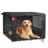 HiCaptain: vue avant de la housse cage chien 48 pouces, protège du soleil et de la poussière.