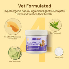 Lingettes HICC PET formulation sûre sans alcool pour dents sensibles.