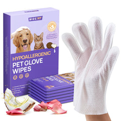 Gant nettoyant HICC PET avec odeur rose pour pelage frais.