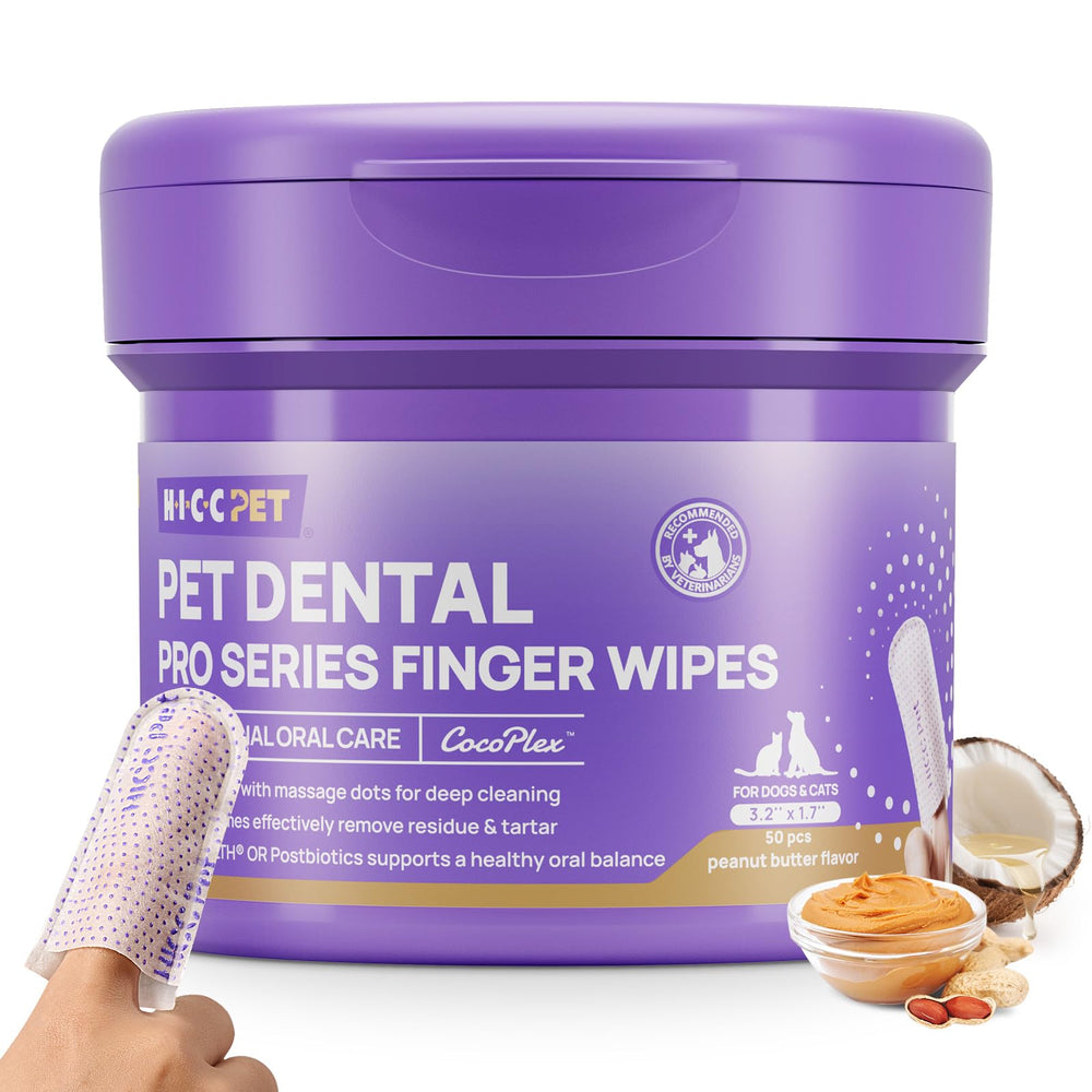 Lingettes dentaires HICC PET Pro emballage: pratique pour l'hygiène buccale des chiens.