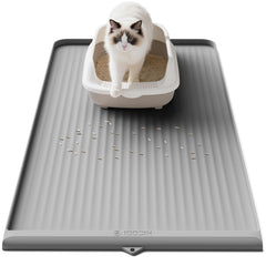 Tapis Litière HICOOI 36x24, rebords-sureleves: retient les grains et protège le sol.