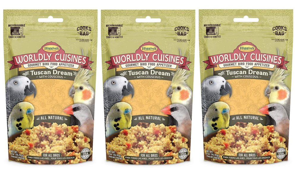 Higgins Cuisines du Monde Tuscan Dream – sachet prêt à cuisiner, variété gustative rapide pour oiseaux.
