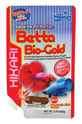 Hikari Betta Bio-Gold, alimentation quotidienne idéale pour bettas actifs et stressés.