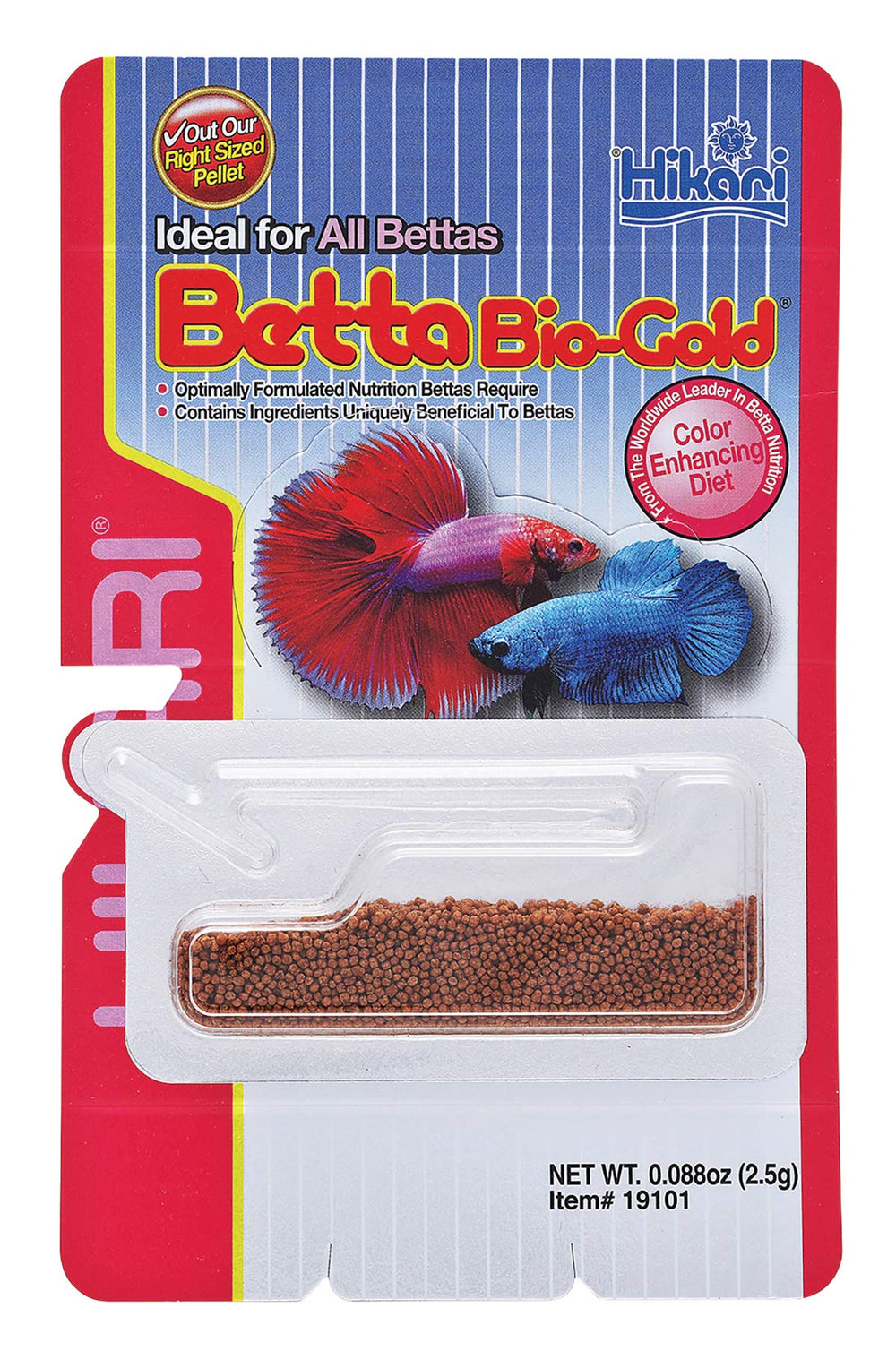 Hikari Betta Bio-Gold Baby Granules dans l'emballage, pratique pour dosage quotidien.