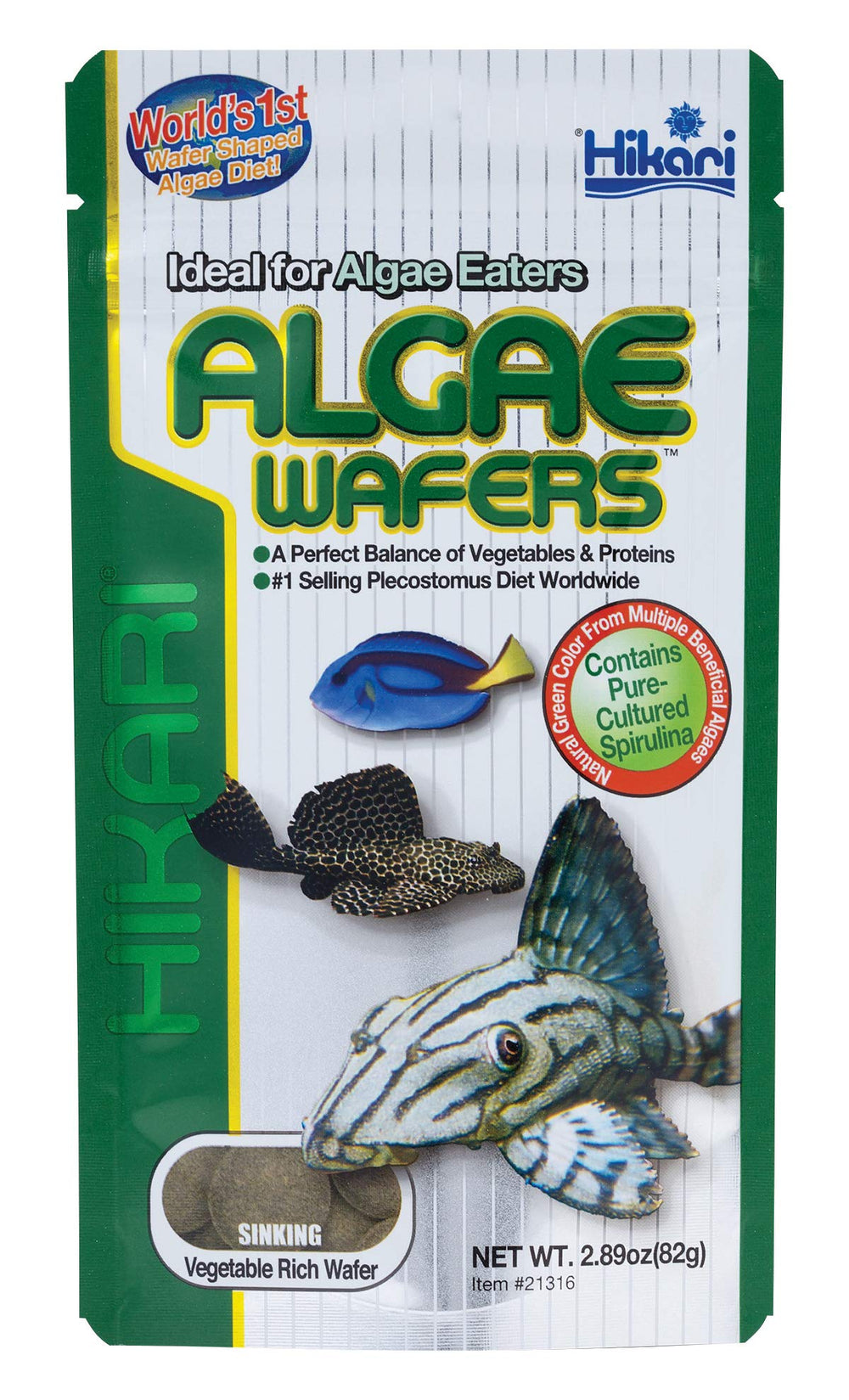 Biscuit algae tropical Hikari dans son emballage, pratique et facile à stocker.