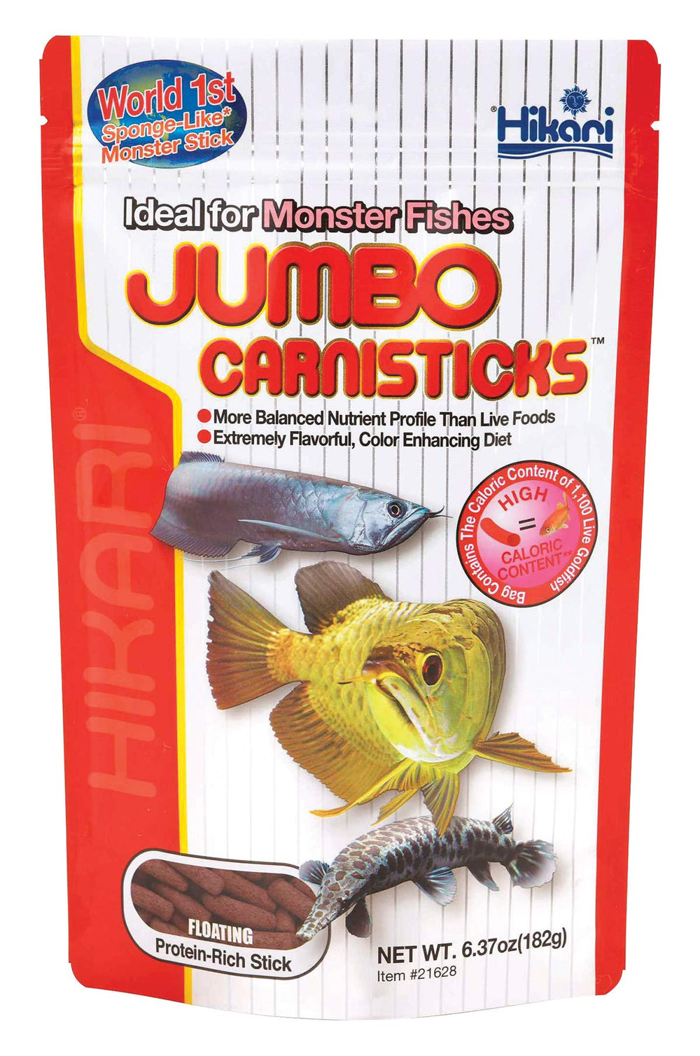 Emballage Hikari Carnisticks montrant une alimentation équilibrée pour carnivores.