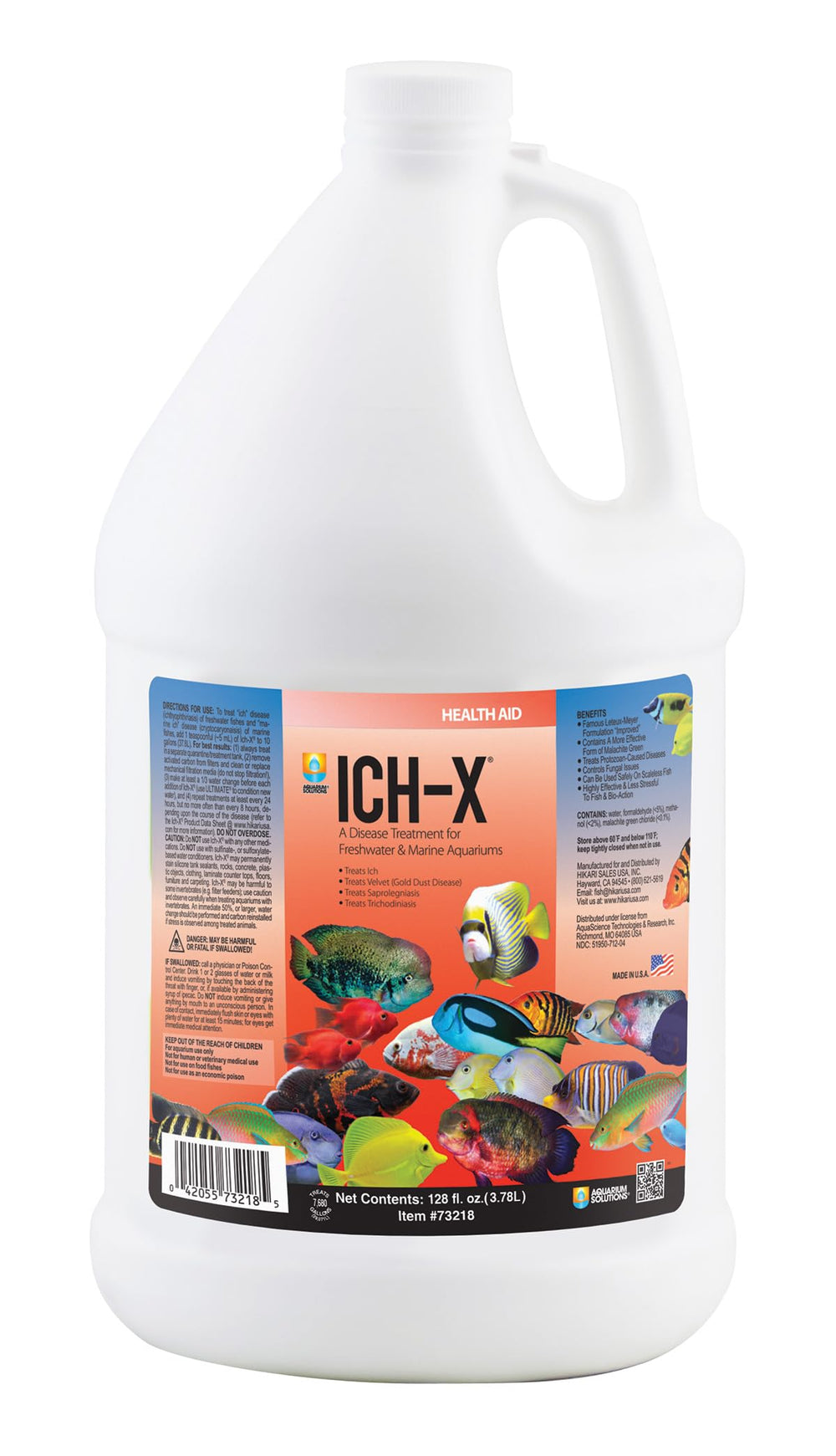 Hikari Ich-X: bouteille et étiquette, utilisation simple.