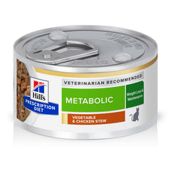 Hill's Metabolic ragoût légumes-poulet pour chat, gestion du poids potentielle.