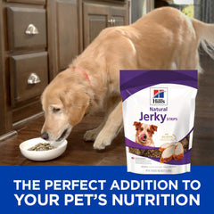 Hill's Natural Jerky Strips poulet : texture jerky facile à mâcher pour chien.
