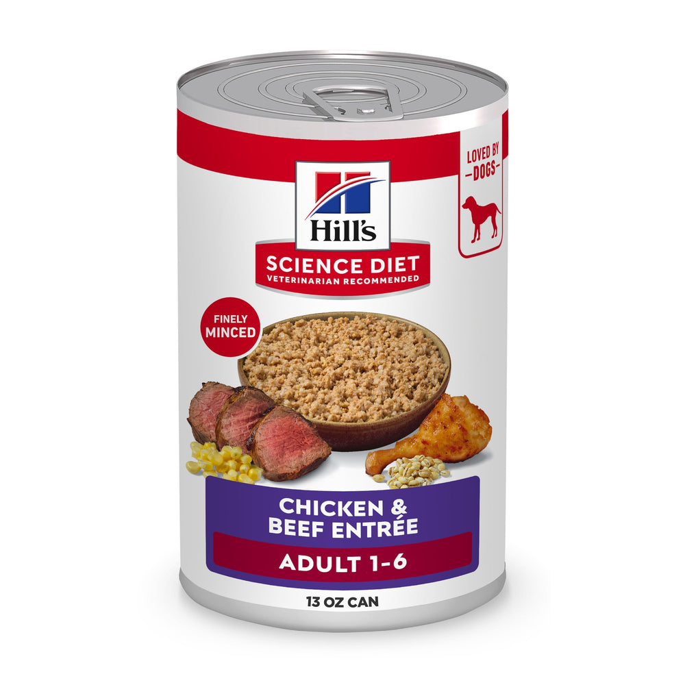 Hill's Science Diet Chien Adulte – boîte poulet et boeuf, protéines de haute qualité.