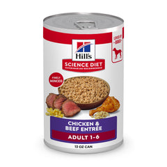 Hill's Science Diet Chien Adulte – boîte poulet et boeuf, protéines de haute qualité.