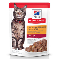 Hill's Science Diet Chat Adulte – ragoût poulet et épinards, sachet 80 g pour soutien potentiel de l'appétit