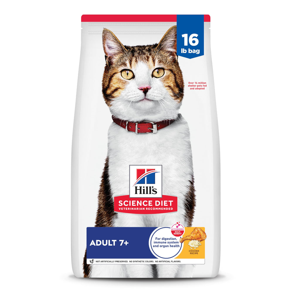 Hill's Science Diet 7+ poulet sac 16 lb, alimentation adaptée pour chats âgés.