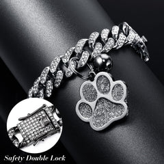 Hillban collier diamant avec pendentif patte et cloche pour repérage.