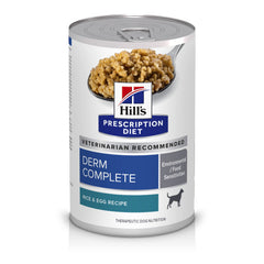Hill's Prescription Diet Derm Complete – boîte 13oz, aliment humide pour chien sensible, soutien potentiel de la peau.