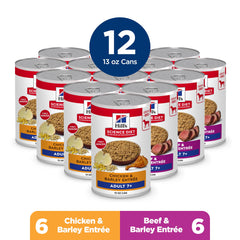 Ouverture de boîte Hill's Science Diet Adult 7+ montrant texture appétissante