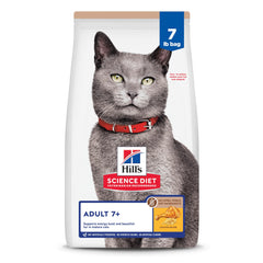 Hill's Science Diet Adulte 7+ sac poulet 7 lb, croquettes équilibrées pour chats seniors.
