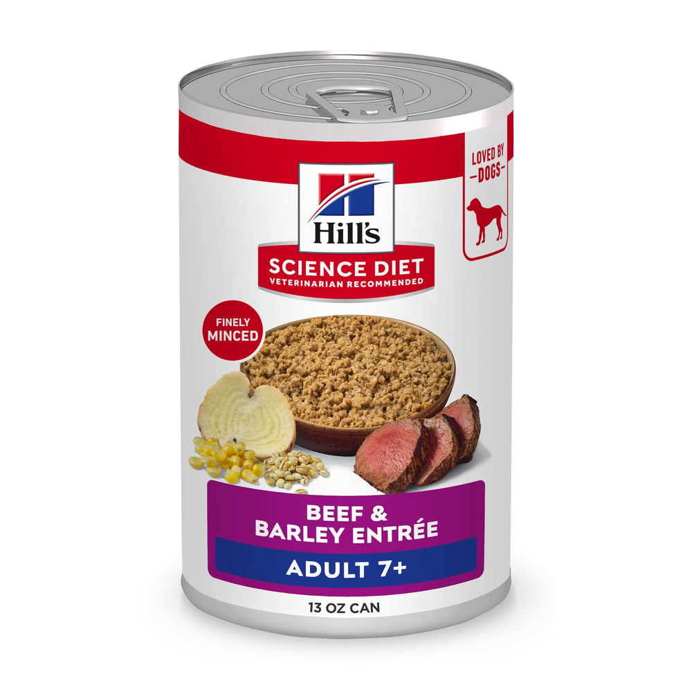 Hill's Science Diet Adulte 7+ Boeuf et Orge – boîte 370 g prête à servir.