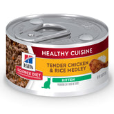 Hill's Science Diet Chaton Healthy Cuisine poulet et riz en conserve 2,8 oz, favorisant croissance et digestion.