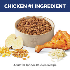Hill's Science Diet Indoor 11+ ingrédients naturels pour une alimentation équilibrée.