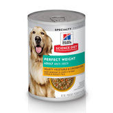 Hill's Science Diet Chien Poids Parfait – Boîte 375 g, poulet et légumes, soutien potentiel au poids.