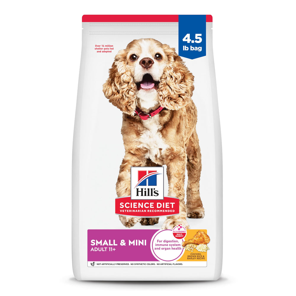 Hill's Science Diet Senior 11+ pour petits chiens — sac croquettes sèches, énergie adaptée.