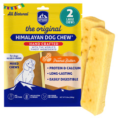 Emballage Himalayan Dog Chew montrant un produit naturel prêt à la dégustation.