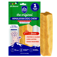 Himalayan Dog Chew Original fromage yak bacon, bâton durable pour chiens jusqu'à 16 kg