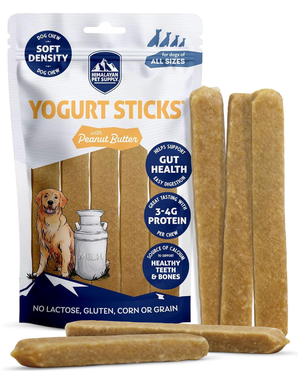 Himalayan Dog Chew Yogurt Sticks avec emballage refermable pour conservation facile