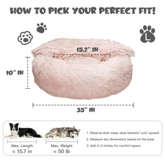 Himax lit-donut en plush doux pour chien, toucher chaleureux.