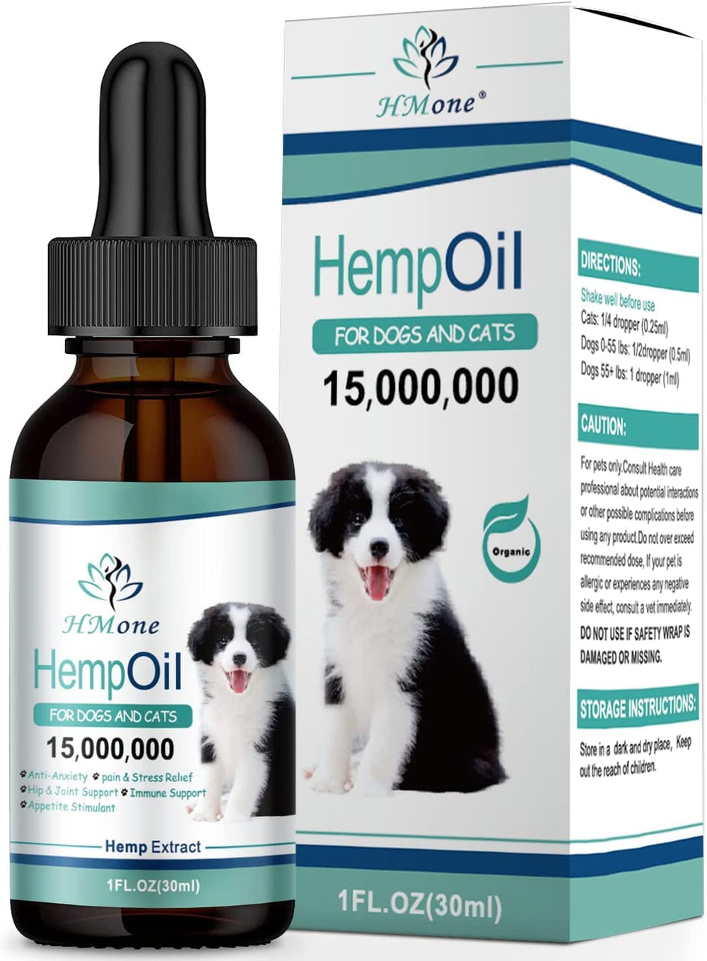 Huile HMone pour chiens et chats, compte-gouttes pratique pour dosage facile