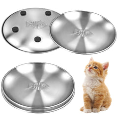 Assiette chat inox HNeekyr avec motif arête poisson en 3D pour repas attractifs