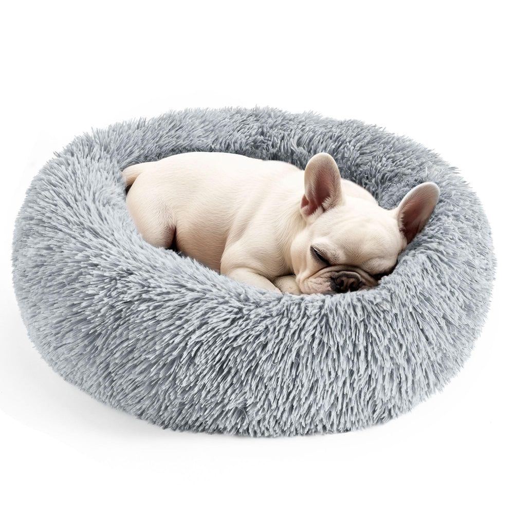 Hoewina lit-donut chat gris clair, confort apaisant pour sieste.