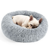 Hoewina lit-donut chat gris clair, confort apaisant pour sieste.