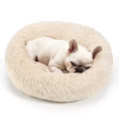 Lit Hoewina rond pour petits chiens, confort et sécurité pendant le repos.