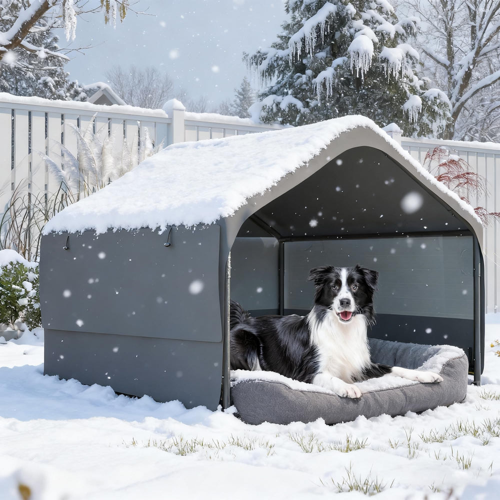 Hohuqeri abri chien extérieur 4x4x3 offre ombre et espace confortable.