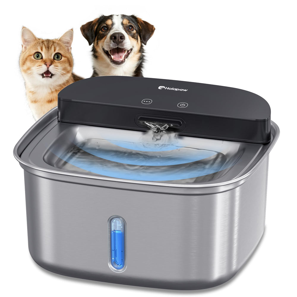 HOLAPAW fontaine chat sans-fil en acier inox 304 pour hydratation sûre et durable.