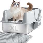 Holintan bac litière inox avec couvercle XL pour grands chats et entretien facile.